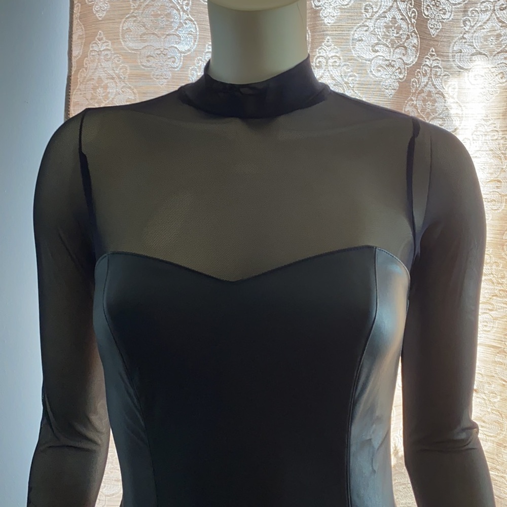 Combo sheer/leather mini dress - Picture 7 of 7